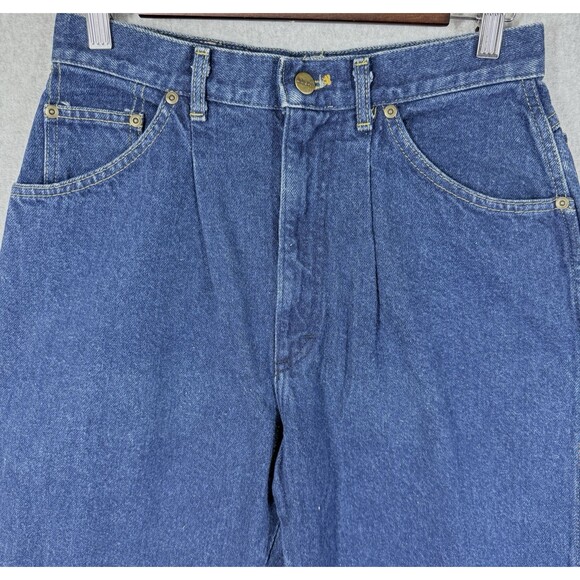 VTG 90s LL Bean Pleated Front Mom Jeans Womens 12 High Waist Tapered Leg Denim - Picture 3 of 11
